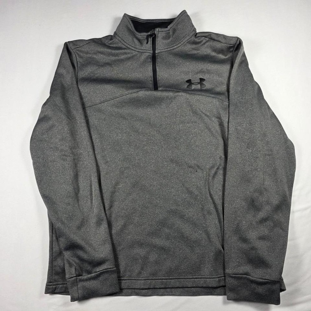 Under Armour‎ Mens Coldgear Quarter Zip Fleece Pullover Sweater Gray Medium